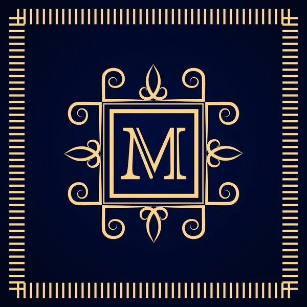 Monogram tasarım öğeleri, zarif şablonu. Kaligrafi zarif hat Sanat logo tasarımı. Mektup amblemi M. iş işareti Kraliyet ailesi, butik, kafe, otel, Heraldic, takı, şarap. Vektör çizim — Stok Vektör