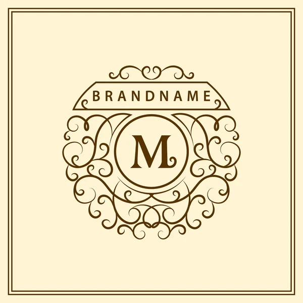 Elementos de diseño de monograma, plantilla elegante. Caligrafía elegante línea de diseño de logotipo de arte. Letra emblema M de Royalty, tarjeta de visita, Boutique, Hotel, Restaurante, Café, Joyería. Ilustración vectorial — Archivo Imágenes Vectoriales