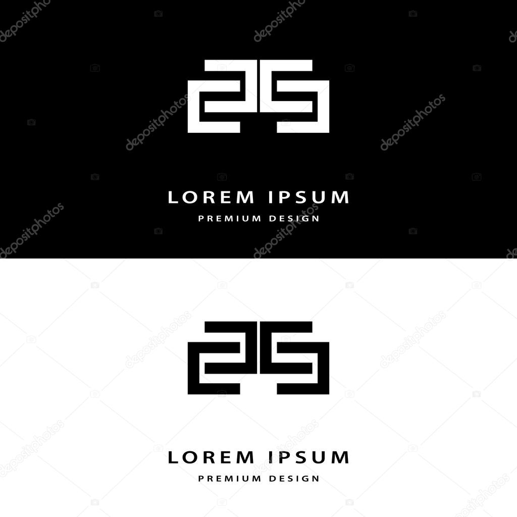 Creative icon monogram design elements with business card graceful template. Elegant line art abstract logo design. Corporate company emblem luxury style. Fashion sign symbol. Vector illustration