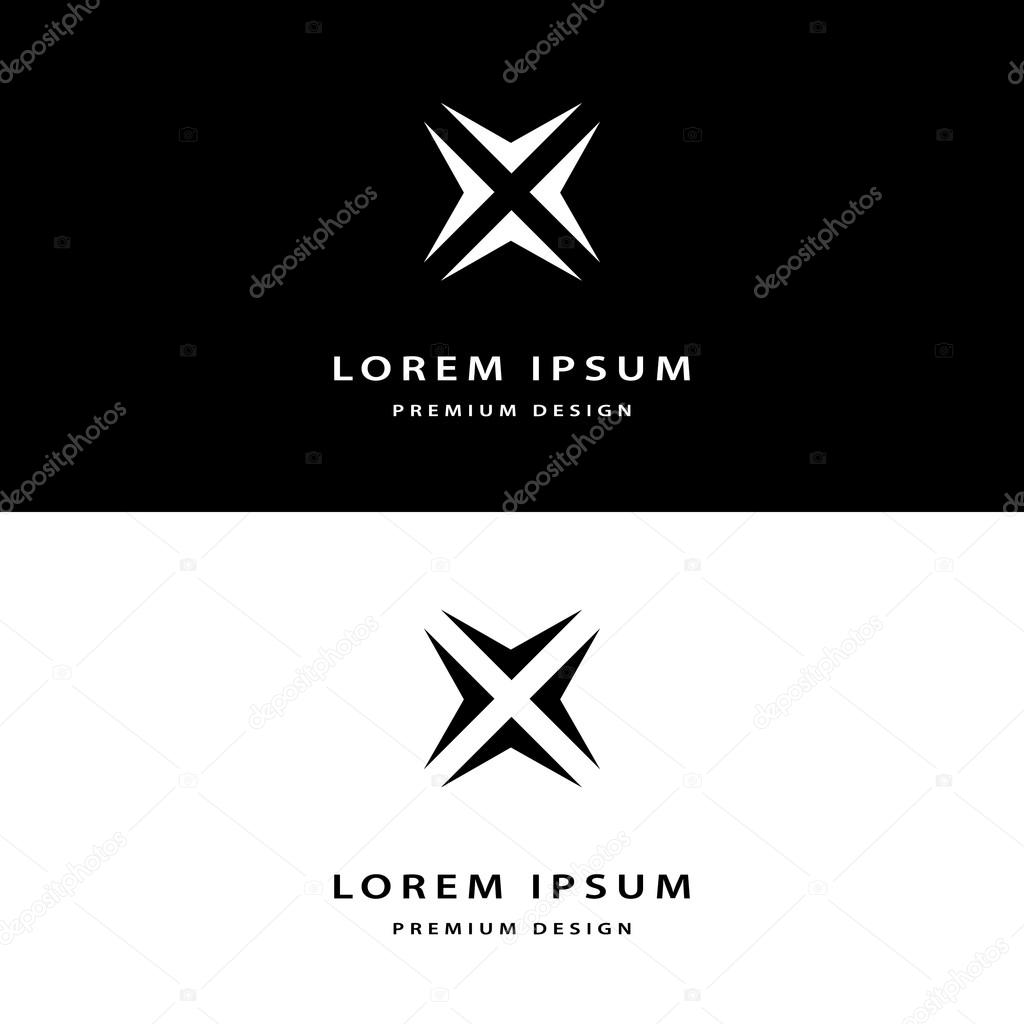 Creative icon monogram design elements with business card graceful template. Elegant line art abstract logo design. Corporate company emblem luxury style. Fashion sign symbol. Vector illustration