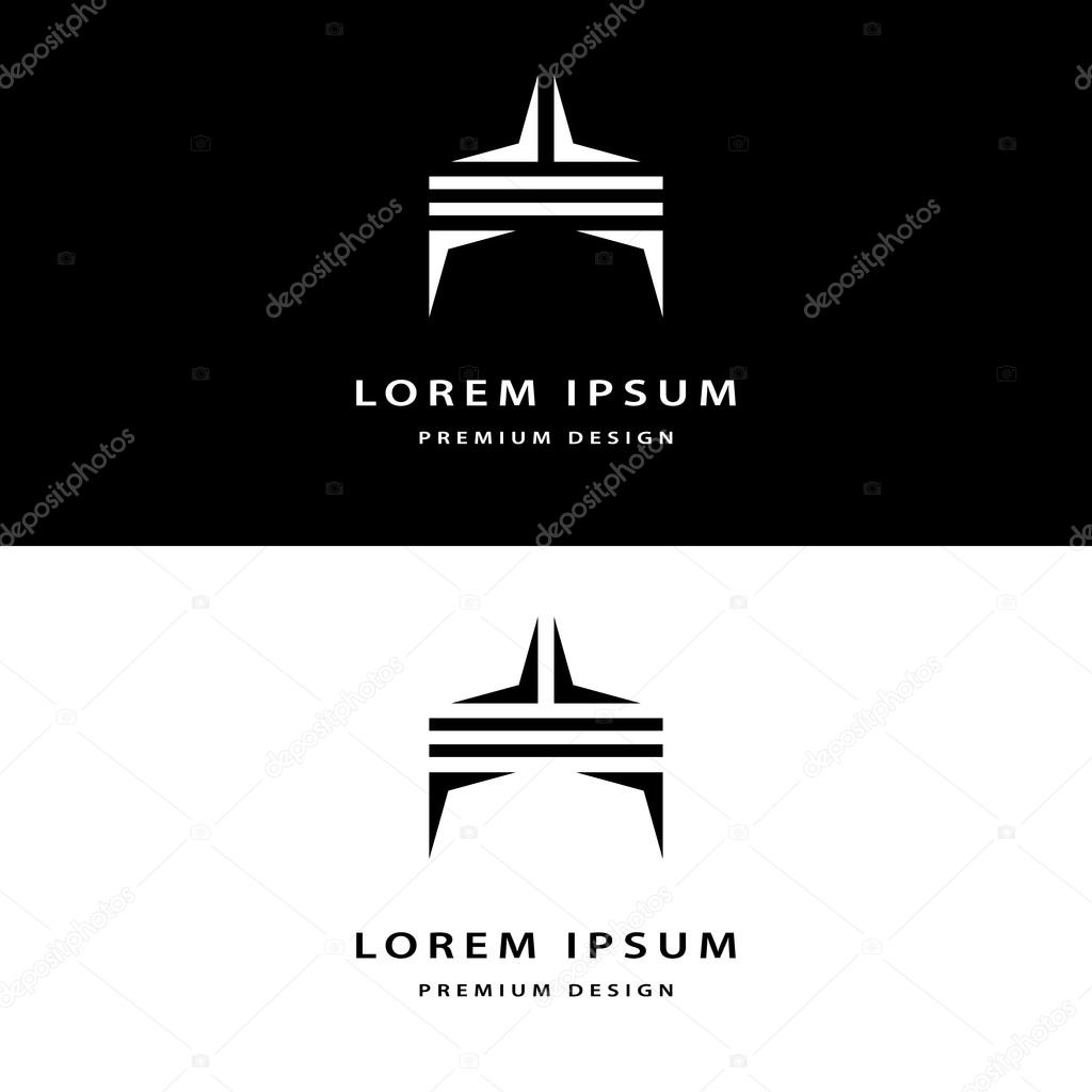 Creative icon monogram design elements with business card graceful template. Elegant line art abstract logo design. Corporate company emblem luxury style. Fashion sign symbol. Vector illustration
