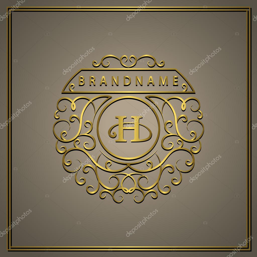 Monogram design elements, graceful template. Calligraphic elegant line art logo design. Letter Gold emblem H for Royalty, business card, Boutique, Hotel, Restaurant, Cafe, Jewelry. Vector illustration