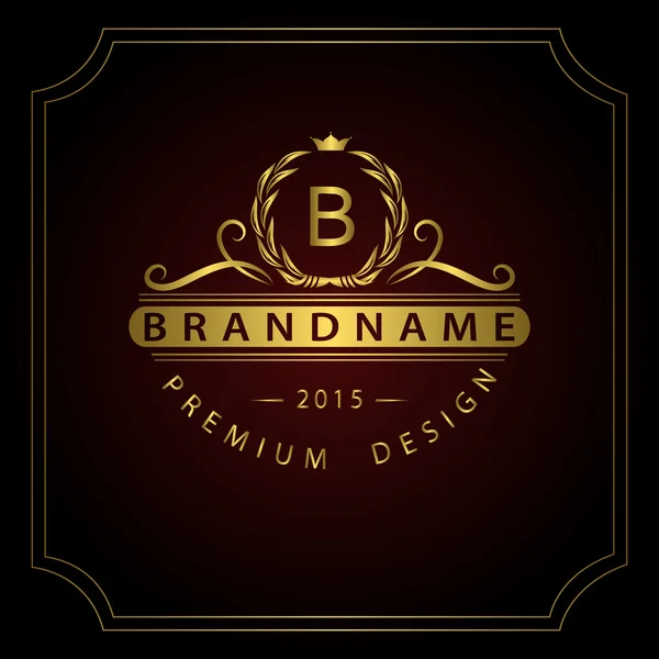 Monograma elementos de design, modelo gracioso. Caligráfico elegante linha arte logotipo design. Gold Letter emblema B para Royalty, cartão de visita, Boutique, Hotel, Restaurante, Café, Jóias. Ilustração vetorial —  Vetores de Stock