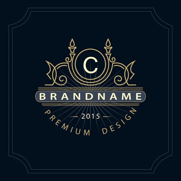 Eléments de conception monogramme, modèle gracieux. Calligraphie élégante ligne art logo design. Lettre emblème C pour Royauté, carte de visite, Boutique, Hôtel, Restaurant, Café, Bijoux. Illustration vectorielle — Image vectorielle