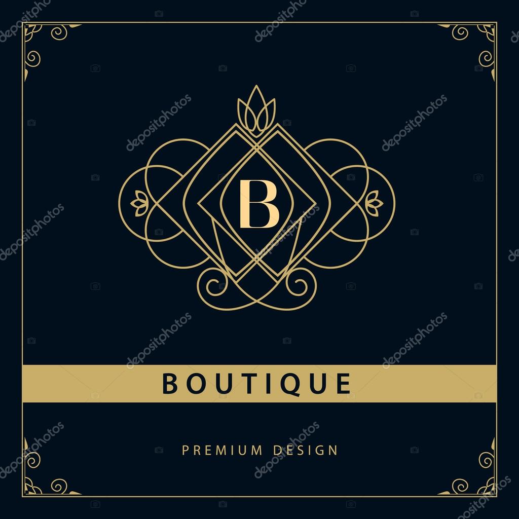 Vector illustration of Monogram design elements, graceful template. Calligraphic elegant line art logo design. Letter emblem B. Business sign for Royalty, Boutique, Cafe, Hotel, Heraldic, Jewelry, Wine.