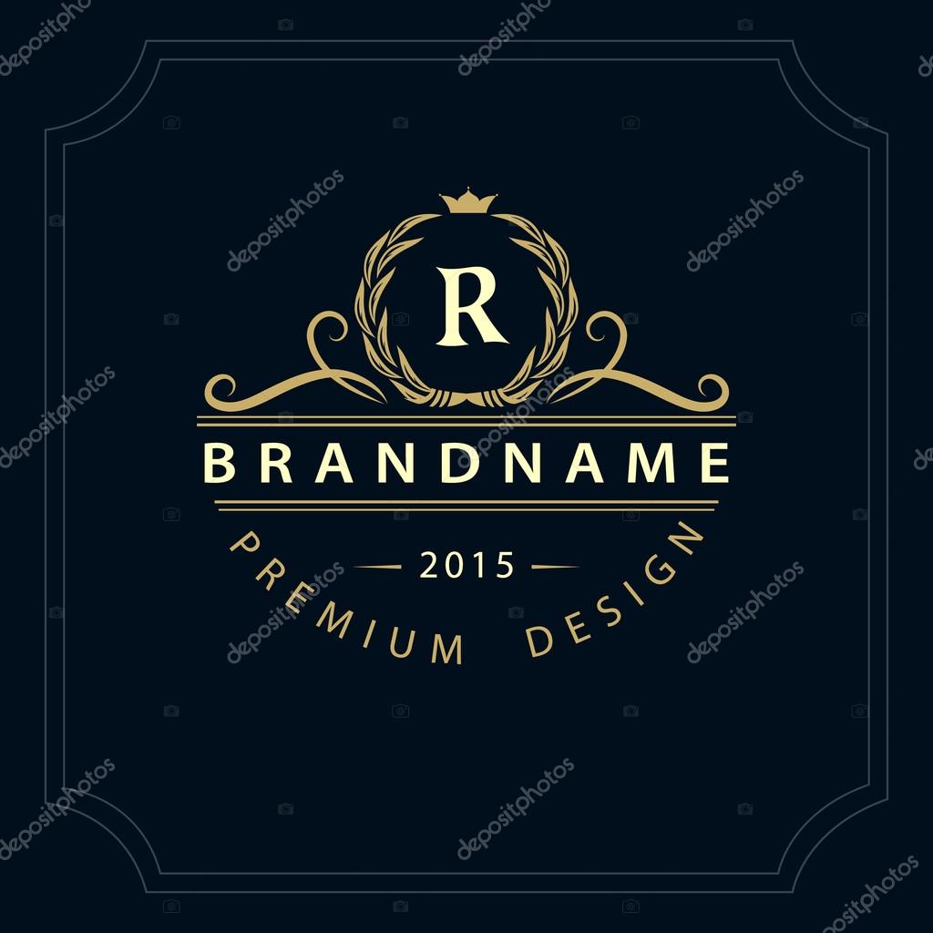 Vector illustration of Monogram design elements, graceful template. Calligraphic elegant line art logo design. Letter emblem R for Royalty, business card, Boutique, Hotel, Restaurant, Cafe, Jewelry.