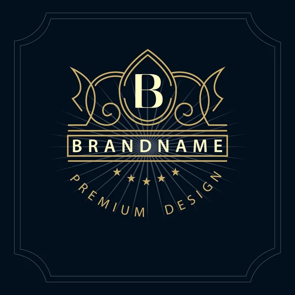 Monogram design elements, graceful template. Calligraphic elegant line art logo design. Letter emblem B for Royalty, business card, Boutique, Hotel, Restaurant, Cafe, Jewelry. Vector illustration — Διανυσματικό Αρχείο