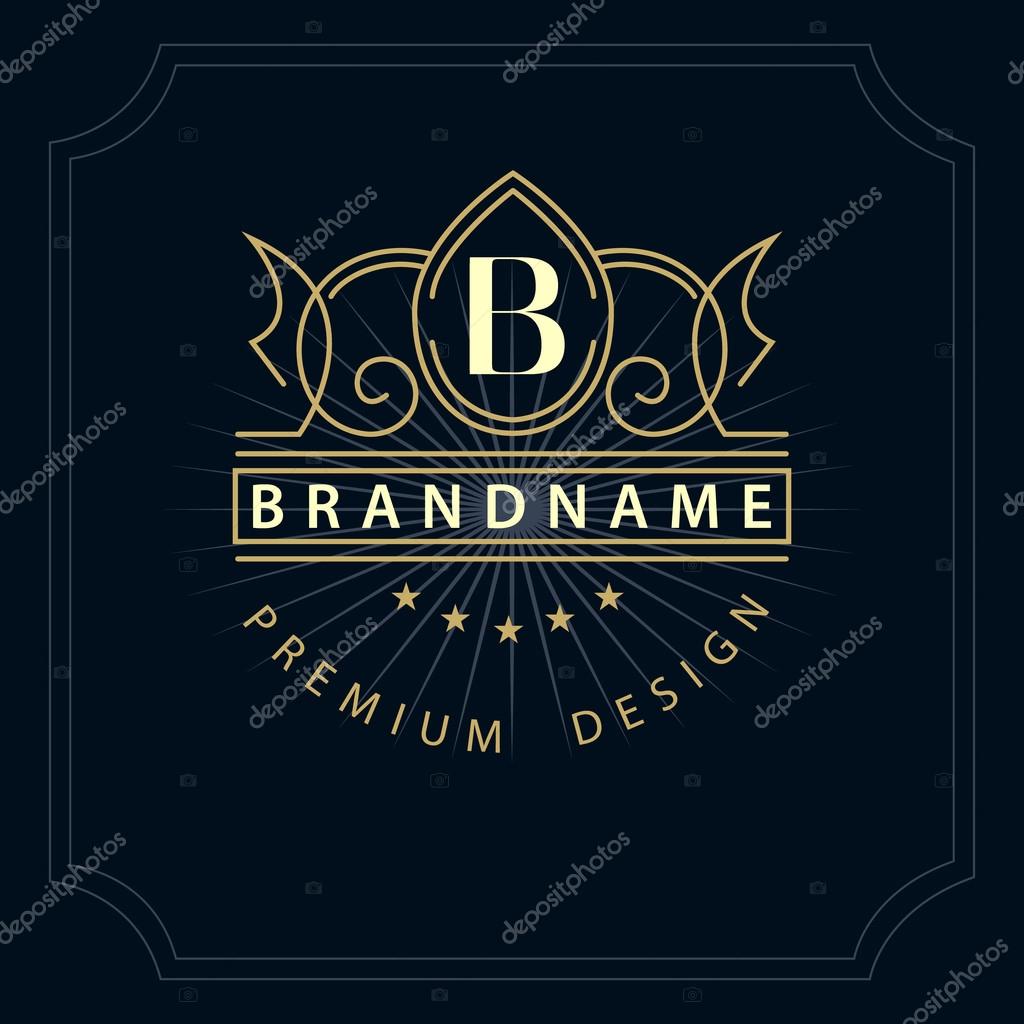 Vector illustration of Monogram design elements, graceful template. Calligraphic elegant line art logo design. Letter emblem B for Royalty, business card, Boutique, Hotel, Restaurant, Cafe, Jewelry.