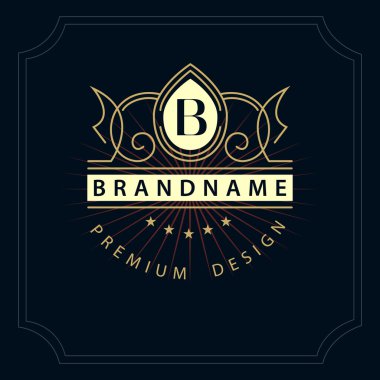 Monogram design elements, graceful template. Calligraphic elegant line art logo design. Letter emblem B for Royalty, business card, Boutique, Hotel, Restaurant, Cafe, Jewelry. Vector illustration