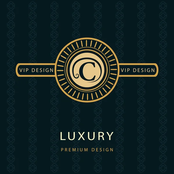 Monogram design elements, graceful template. Calligraphic elegant line art logo design. Letter emblem C. Business sign for Royalty, Boutique, Cafe, Hotel, Heraldic, Jewelry, Wine. Vector illustration — 스톡 벡터