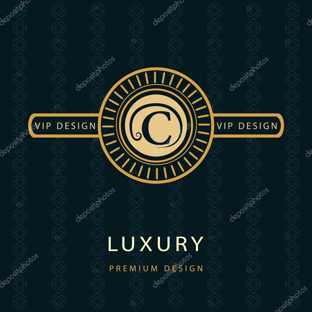 Vector illustration of Monogram design elements, graceful template. Calligraphic elegant line art logo design. Letter emblem C. Business sign for Royalty, Boutique, Cafe, Hotel, Heraldic, Jewelry, Wine.