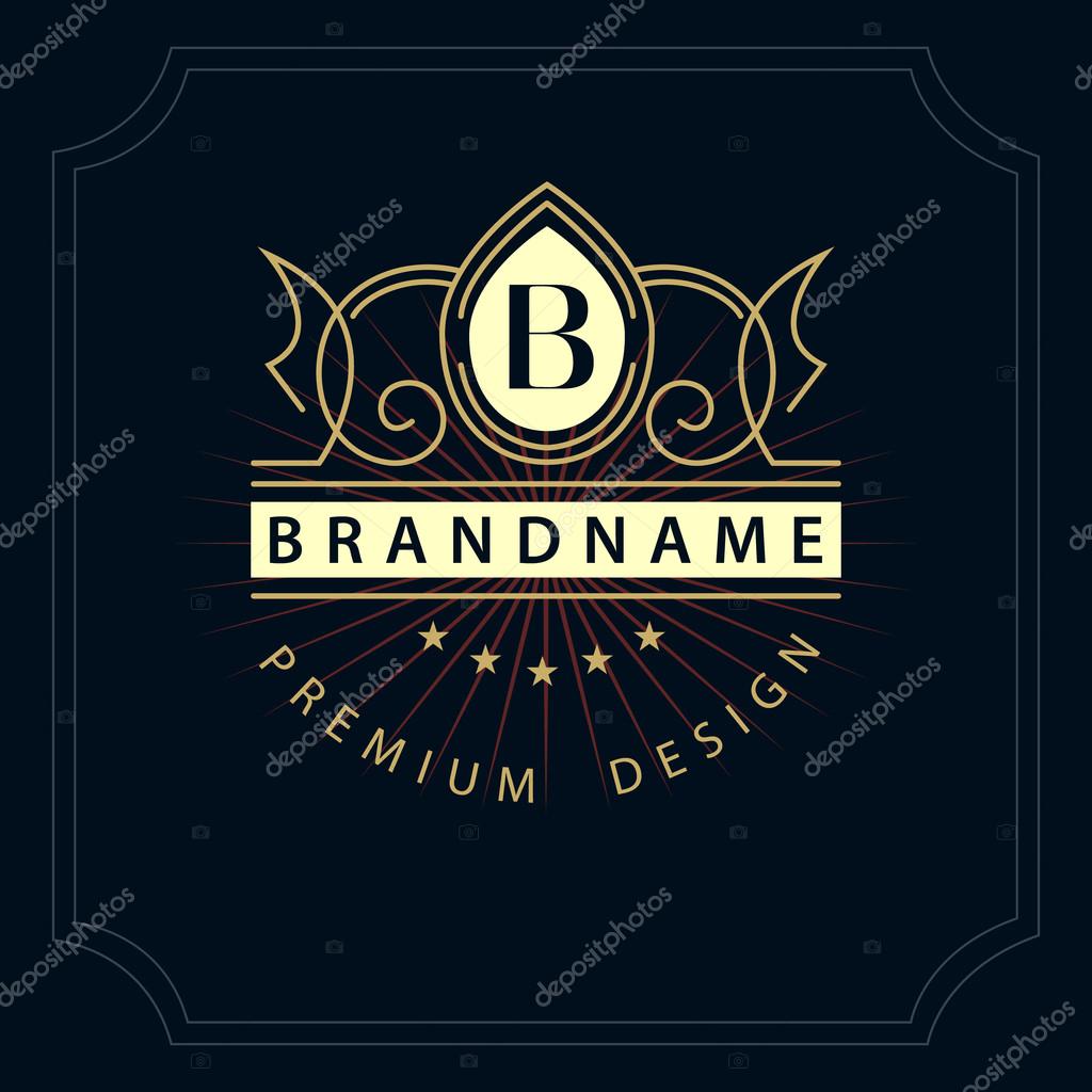 Vector illustration of Monogram design elements, graceful template. Calligraphic elegant line art logo design. Letter emblem B for Royalty, business card, Boutique, Hotel, Restaurant, Cafe, Jewelry.