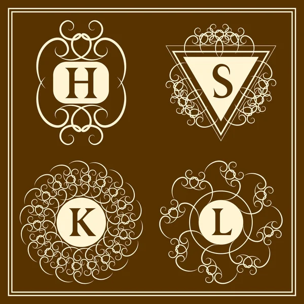 Eléments de conception monogramme, modèle gracieux. Calligraphie élégante ligne art logo design. Lettre emblème B, S, K, L pour Royauté, carte de visite, Boutique, Hôtel, Héraldique, Bijoux. Illustration vectorielle — Image vectorielle