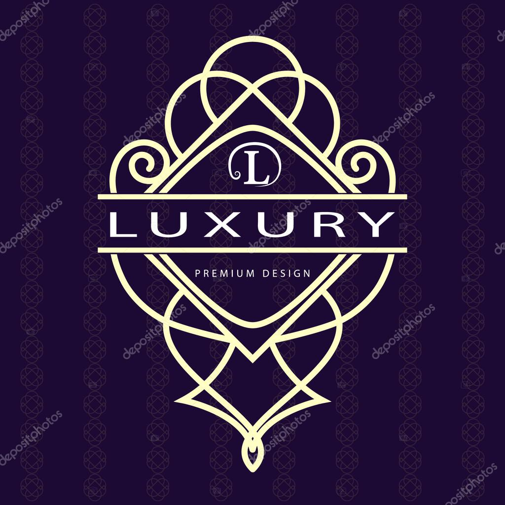 Vector illustration of Monogram design elements, graceful template. Calligraphic elegant line art logo design. Letter emblem L. Business sign for Royalty, Boutique, Cafe, Hotel, Heraldic, Jewelry