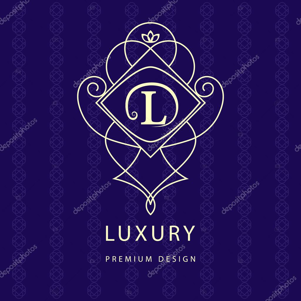 Vector illustration of Monogram design elements, graceful template. Calligraphic elegant line art logo design. Letter emblem L. Business sign for Royalty, Boutique, Cafe, Hotel, Heraldic, Jewelry, Wine