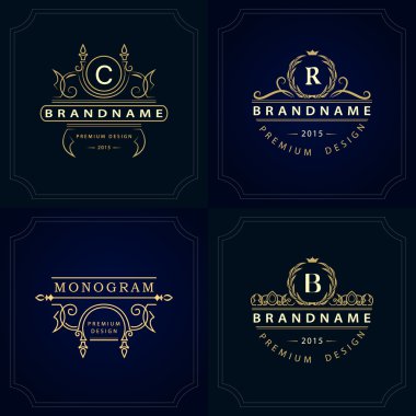 Monogram design elements, graceful template. Calligraphic elegant line art logo design. Letter emblem sign B, R, C for Royalty, business card, Boutique, Hotel, Heraldic, Jewelry. Vector illustration