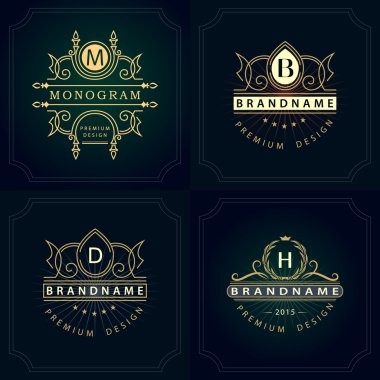 Monogram design elements, graceful template. Calligraphic elegant line art logo design. Letter emblem B, D, M, H for Royalty, business card, Boutique, Hotel, Heraldic, Jewelry. Vector illustration