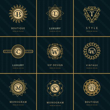 Monogram design elements, graceful template. Calligraphic elegant line art logo design. Letter emblem B, L, M, T, K, C, W for Royalty, business card, Boutique, Hotel, Heraldic, Jewelry. Vector 