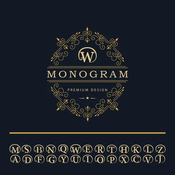 Monogram prvky návrhu, anglické znaky znak. Kaligrafické elegantní linie umění logo design. Obchodní značka, identitu pro restaurace, Royalty, Boutique, Hotel, platba, šperky. Vektorové ilustrace — Stockový vektor