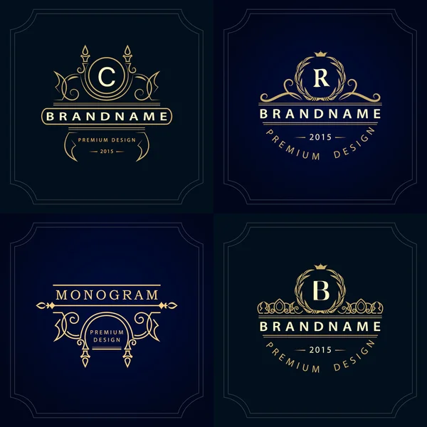 Monogram design elements, graceful template. Calligraphic elegant line art logo design. Letter emblem sign B, R, C for Royalty, business card, Boutique, Hotel, Heraldic, Jewelry. Vector illustration — ストックベクタ