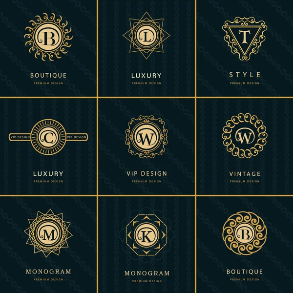 Monogram design elements, graceful template. Calligraphic elegant line art logo design. Letter emblem B, L, M, T, K, C, W for Royalty, business card, Boutique, Hotel, Heraldic, Jewelry. Vector — Stockvector