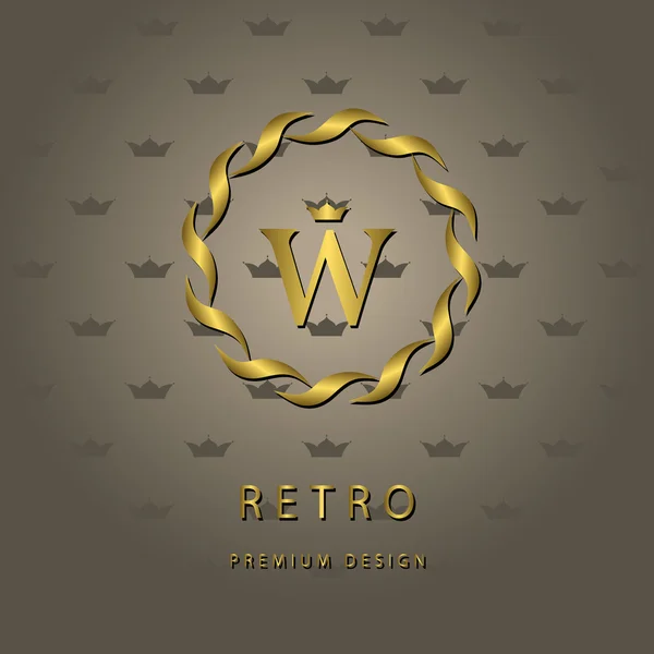 Monogram design elements, graceful template. Elegant line art logo design. Letter emblem W. Retro Vintage Insignia or Logotype. Business sign, identity, label, badge, Cafe, Hotel. Vector illustration — Stock Vector