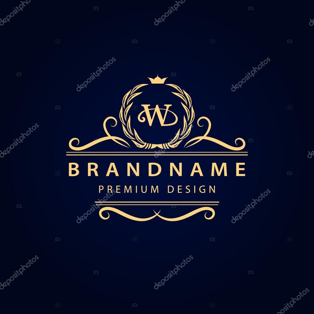 Vector illustration of Monogram design elements, graceful template. Calligraphic elegant line art logo design. Letter emblem W for Royalty, business card, Boutique, Hotel, Restaurant, Cafe, Jewelry