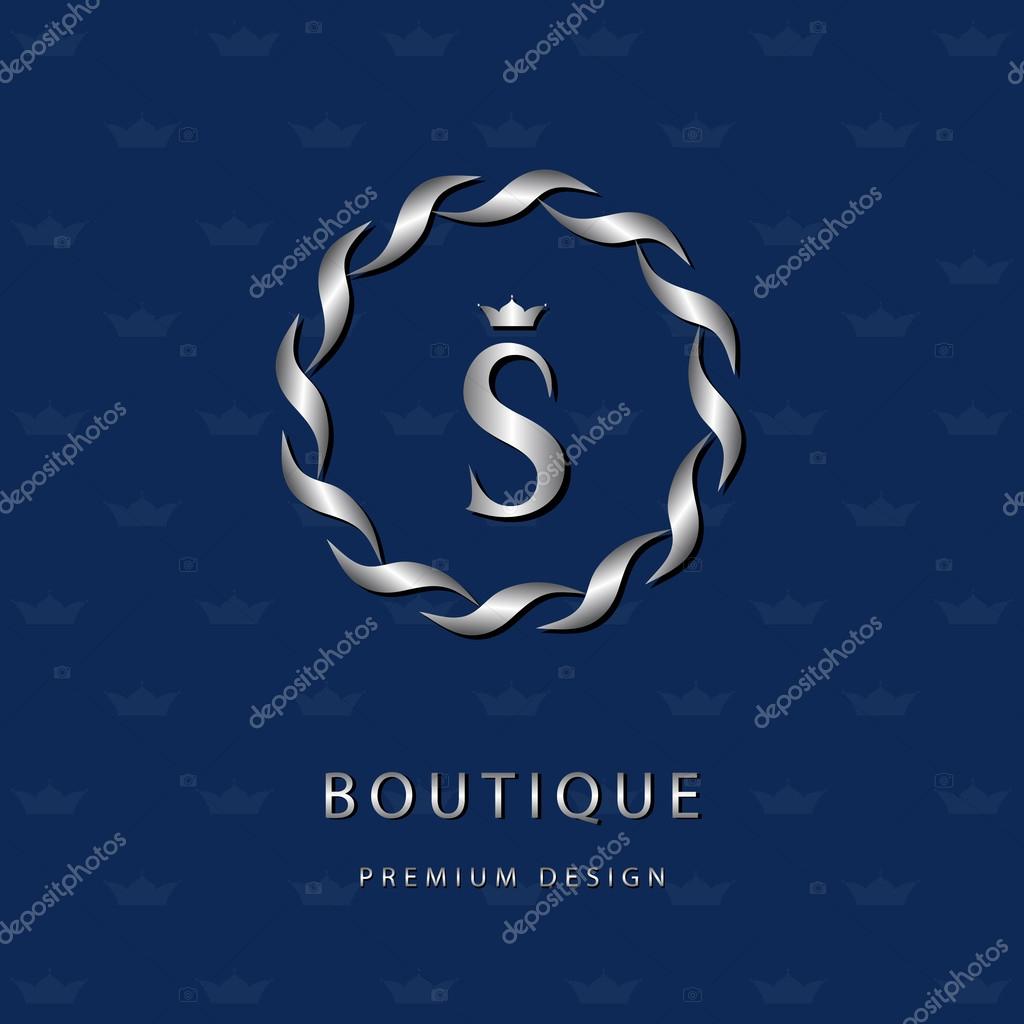 Vector illustration of Monogram design elements, graceful template. Elegant line art logo design. Letter emblem S. Retro Vintage Insignia or Logotype. Business sign, identity, label, badge, Cafe, Hotel