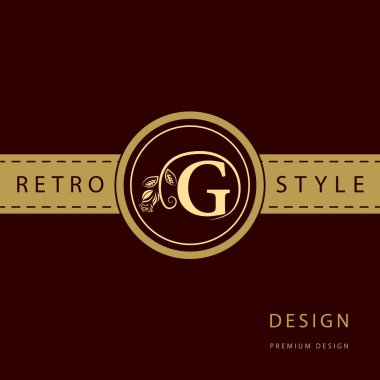 Monogram design elements, graceful template. Calligraphic elegant line art logo design. Letter emblem sign G for Royalty, business card, Boutique, Hotel, Restaurant, Cafe, Jewelry. Vector illustration