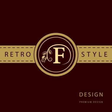 Monogram design elements, graceful template. Calligraphic elegant line art logo design. Letter emblem sign F for Royalty, business card, Boutique, Hotel, Restaurant, Cafe, Jewelry. Vector illustration