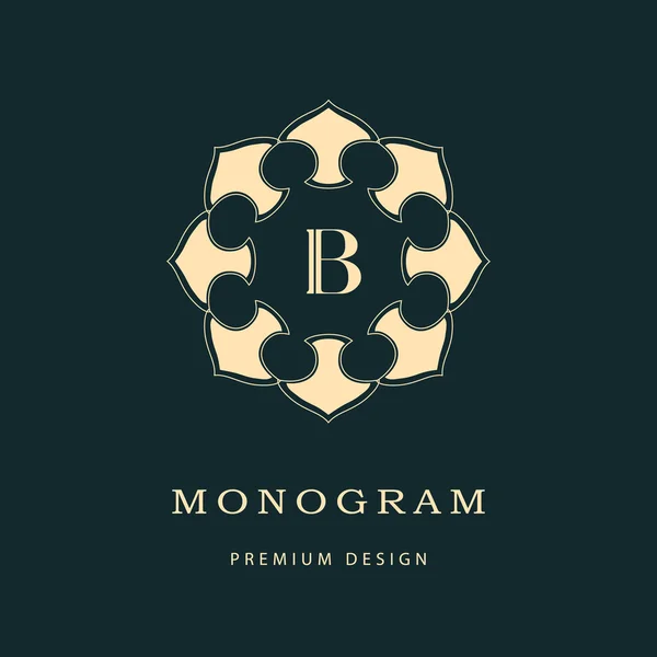 Monogram prvky návrhu, elegantní šablonu. Kaligrafické elegantní linie umění logo design. Dopis znaménko znak B za honorář, vizitka, Boutique, Hotel, restaurace, kavárna, šperky. Vektorové ilustrace — Stockový vektor