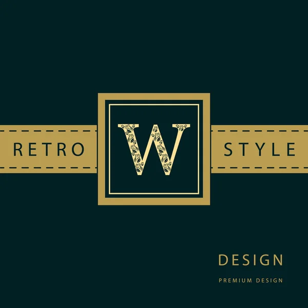 Monogram designelementer, yndefuld skabelon. Kalligrafisk elegant linje art logo design. Brev emblem tegn W for Royalty, visitkort, Boutique, Hotel, Restaurant, Cafe, Smykker. Vektorillustration – Stock-vektor