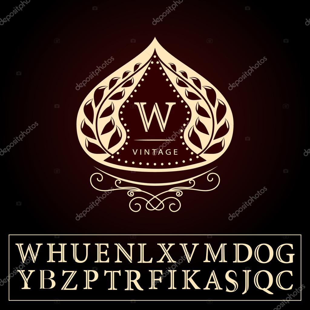 Vector illustration of Monogram design elements, graceful template. Calligraphic elegant line art logo design. Letters sign emblem W for Royalty, business card, Boutique, Hotel, Restaurant. Muslim dome