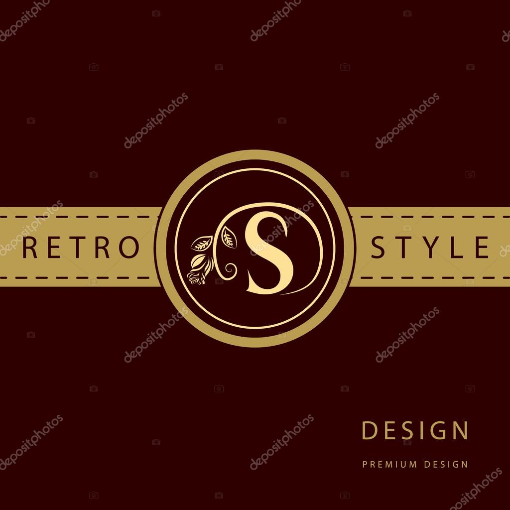 Vector illustration of Monogram design elements, graceful template. Calligraphic elegant line art logo design. Letter emblem sign S for Royalty, business card, Boutique, Hotel, Restaurant, Cafe, Jewelry