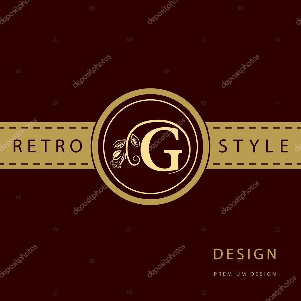 Vector illustration of Monogram design elements, graceful template. Calligraphic elegant line art logo design. Letter emblem sign G for Royalty, business card, Boutique, Hotel, Restaurant, Cafe, Jewelry