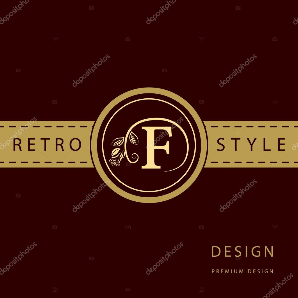 Vector illustration of Monogram design elements, graceful template. Calligraphic elegant line art logo design. Letter emblem sign F for Royalty, business card, Boutique, Hotel, Restaurant, Cafe, Jewelry
