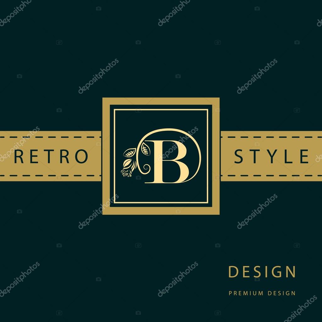 Vector illustration of Monogram design elements, graceful template. Calligraphic elegant line art logo design. Letter emblem sign B for Royalty, business card, Boutique, Hotel, Restaurant, Cafe, Jewelry