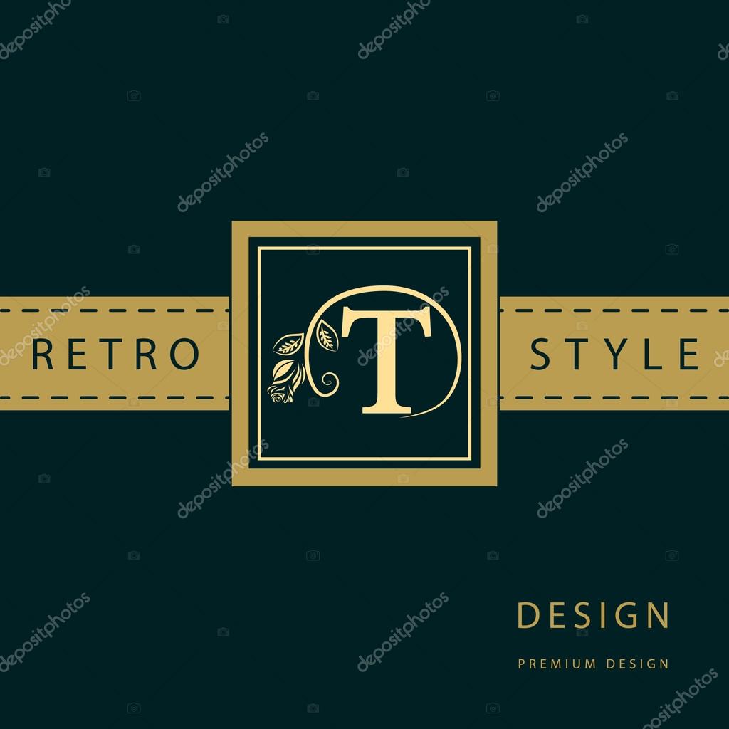 Vector illustration of Monogram design elements, graceful template. Calligraphic elegant line art logo design. Letter emblem sign T for Royalty, business card, Boutique, Hotel, Restaurant, Cafe, Jewelry