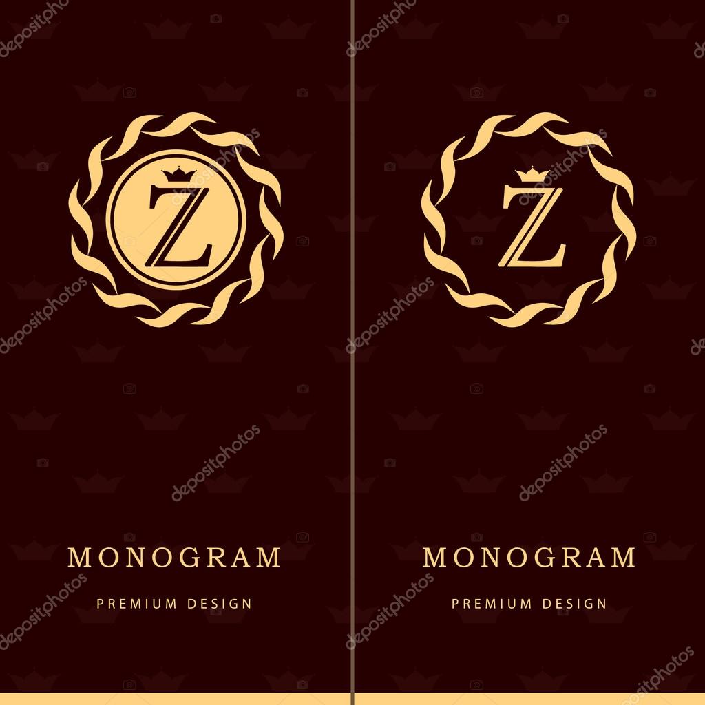 Vector illustration of Monogram design elements, graceful template. Letter emblem sign Z. Calligraphic elegant line art logo design for business cards, Royalty, Boutique, Cafe, Hotel, Heraldic, Jewelry
