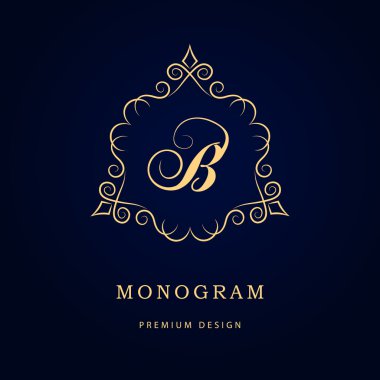 Monogram design elements, graceful template. Calligraphic elegant line art logo design. Letter emblem sign B for Royalty, business card, Boutique, Hotel, Restaurant, Cafe, Jewelry. Vector illustration