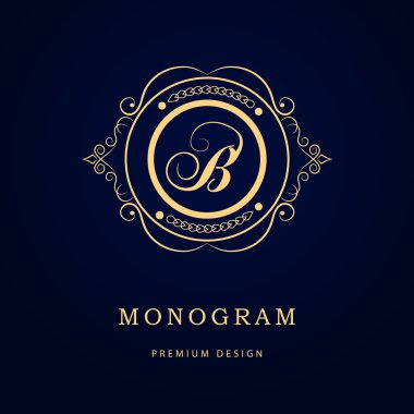 Monogram design elements, graceful template. Calligraphic elegant line art logo design. Letter emblem sign B for Royalty, business card, Boutique, Hotel, Restaurant, Cafe, Jewelry. Vector illustration