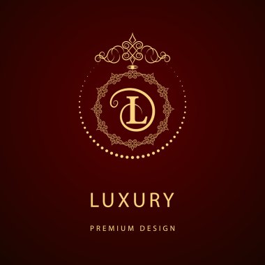 Monogram design elements, graceful template. Calligraphic elegant line art logo design. Letter emblem sign L for Royalty, business card, Boutique, Hotel, Restaurant, Cafe, Jewelry. Vector illustration