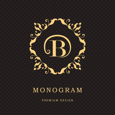 Monogram design elements, graceful template. Calligraphic elegant line art logo design. Letter emblem sign B for Royalty, business card, Boutique, Hotel, Restaurant, Cafe, Jewelry. Vector illustration