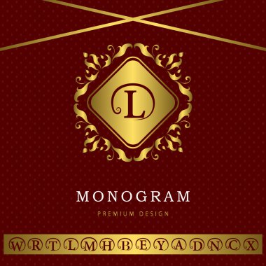 Monogram design elements, graceful template. Calligraphic elegant line art logo design. Letter gold emblem L for Royalty, business card, Boutique, Hotel, Restaurant, Cafe, Jewelry. Vector illustration