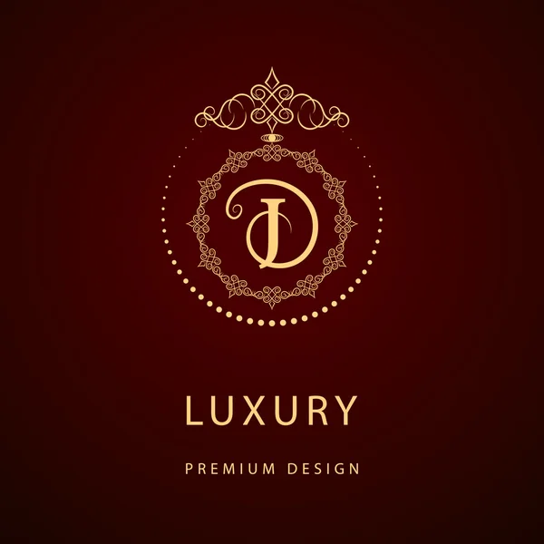 Monogram design elements, graceful template. Calligraphic elegant line art logo design. Letter emblem sign J for Royalty, business card, Boutique, Hotel, Restaurant, Cafe, Jewelry. Vector illustration — Stok Vektör