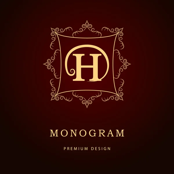 Eléments de conception monogramme, modèle gracieux. Calligraphie élégante ligne art logo design. Lettre emblème signe H pour Royauté, carte de visite, Boutique, Hôtel, Restaurant, Café, Bijoux. Illustration vectorielle — Image vectorielle