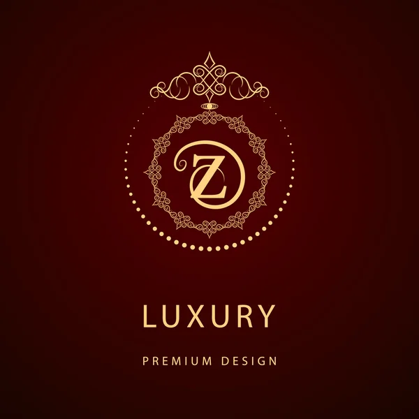 Elementos de diseño de monograma, plantilla elegante. Caligrafía elegante línea de diseño de logotipo de arte. Letra emblema signo Z para Royalty, tarjeta de visita, Boutique, Hotel, Restaurante, Café, Joyería. Ilustración vectorial — Archivo Imágenes Vectoriales