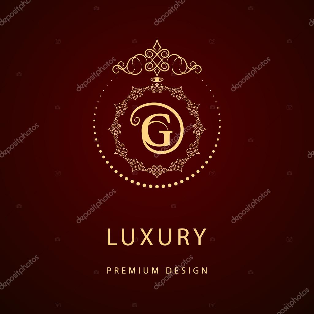 Vector illustration of Monogram design elements, graceful template. Calligraphic elegant line art logo design. Letter emblem sign G for Royalty, business card, Boutique, Hotel, Restaurant, Cafe, Jewelry