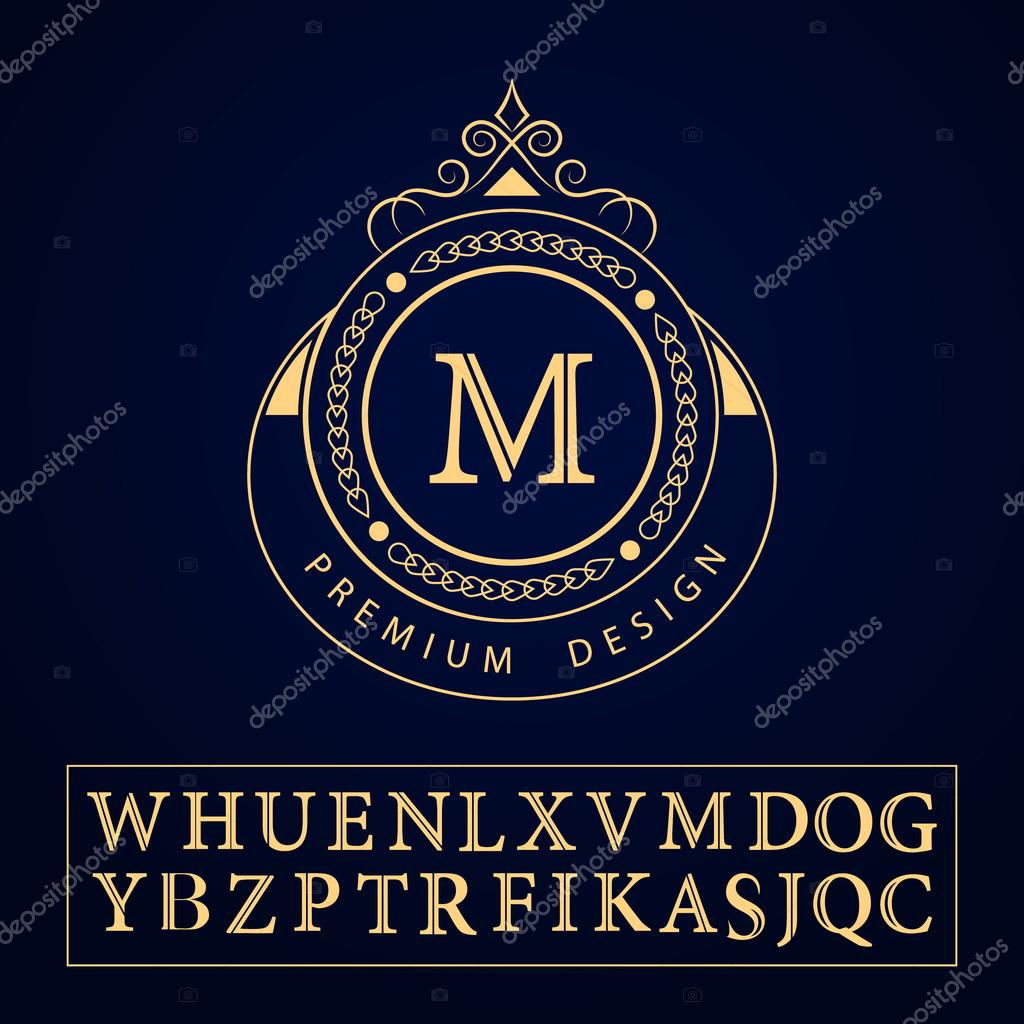 Vector illustration of Monogram design elements, graceful template. Calligraphic elegant line art logo design. Letter emblem sign M for Royalty, business card, Boutique, Hotel, Restaurant, Cafe, Jewelry