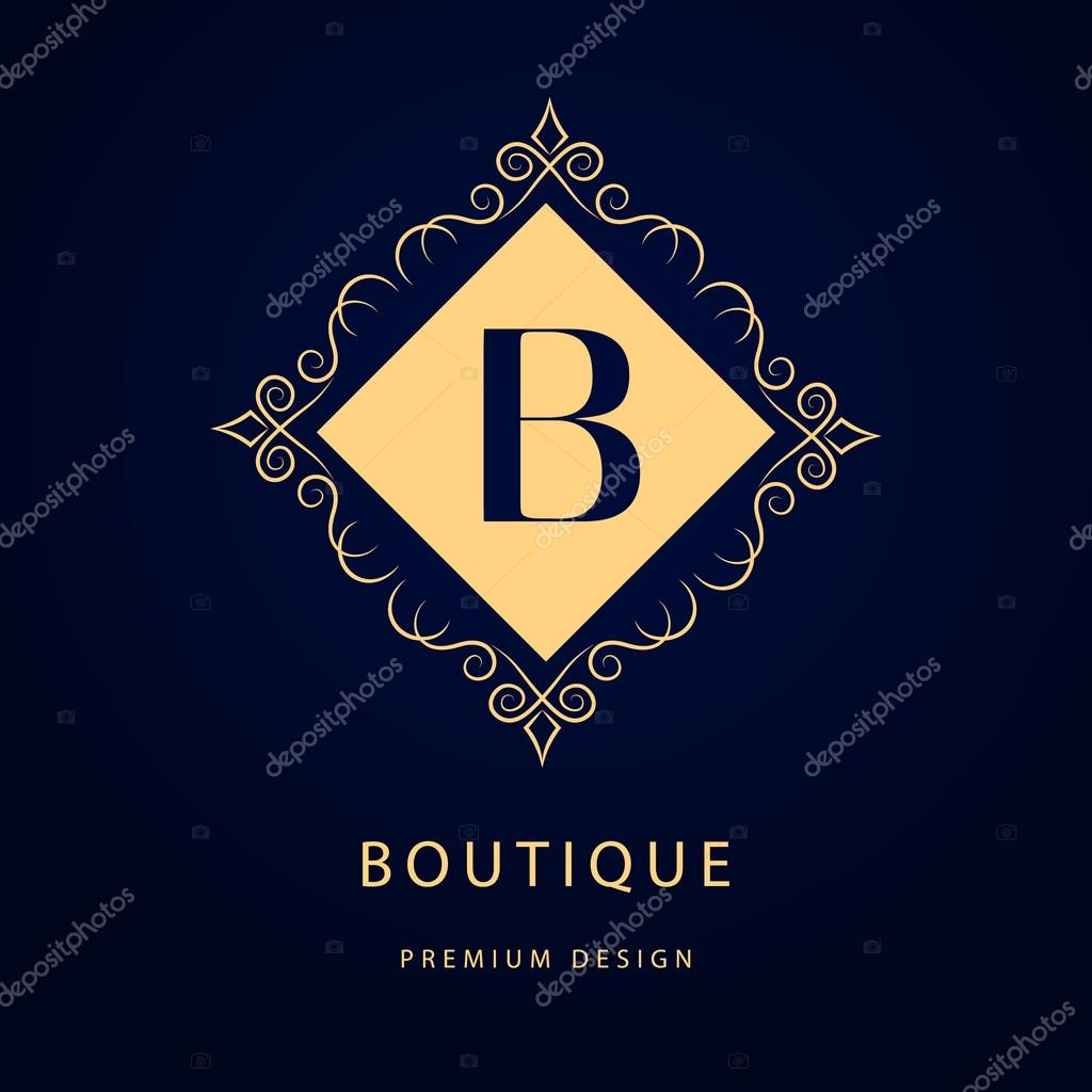 Vector illustration of Monogram design elements, graceful template. Calligraphic elegant line art logo design. Letter emblem sign B for Royalty, business card, Boutique, Hotel, Restaurant, Cafe, Jewelry